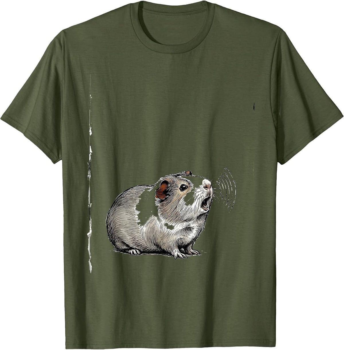 Men's Guinea Pig Loaf Hand-Sketched Pig Lover Humor T-Shirt - Olive Green
