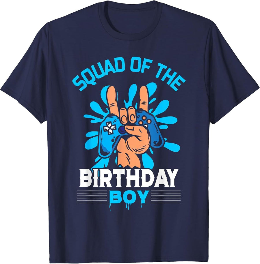 Squad of The Birthday Boy Video Game Party T-Shirt - Navy Blue