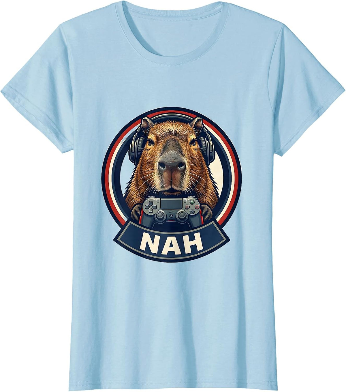 Nah Funny Capybara Gamer Meme Humor Cute T-Shirt - Baby Blue
