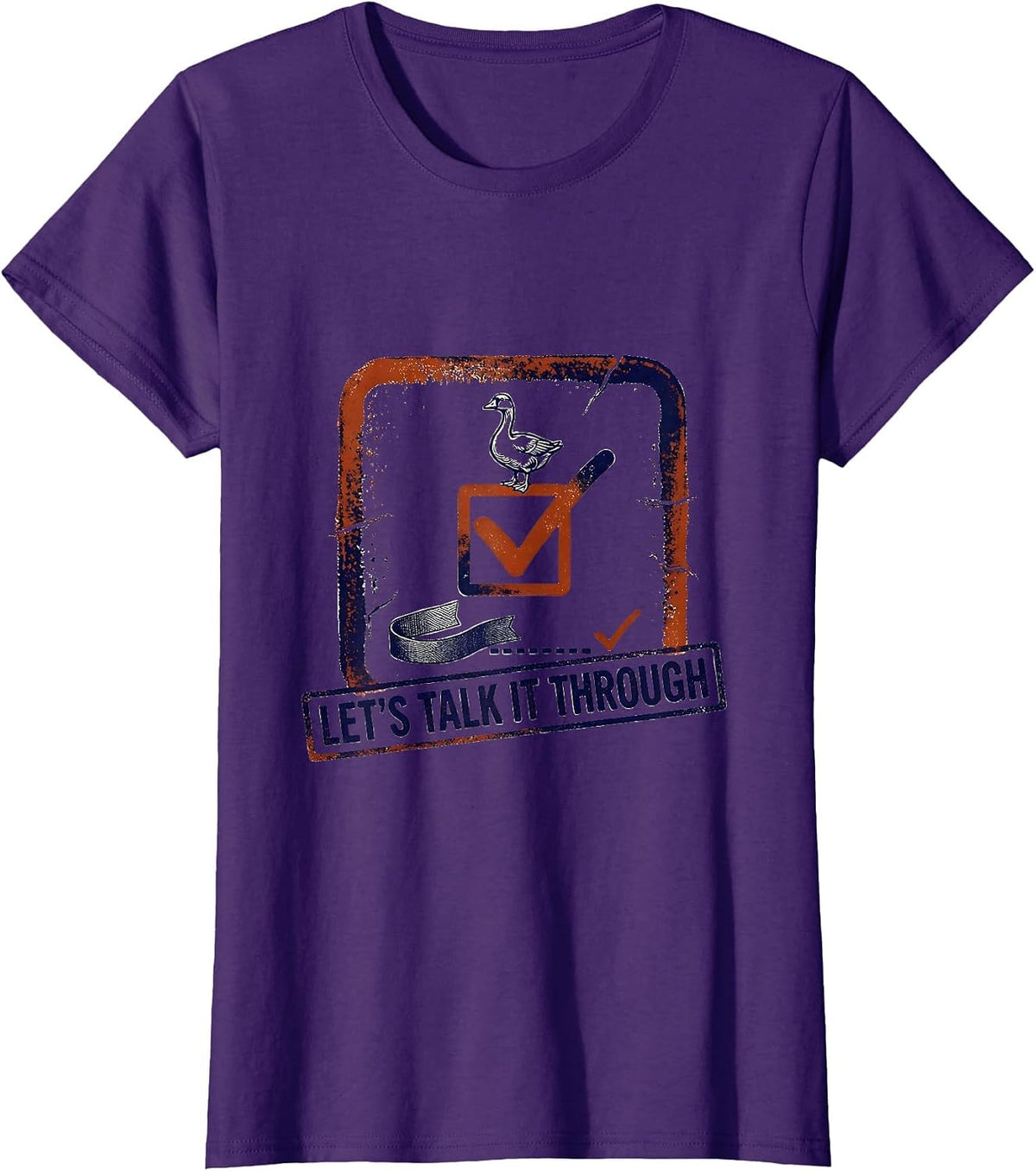 Women's Let's Talk It Through Funny Goose ABA Therapist Therapy T-Shirt - Purple
