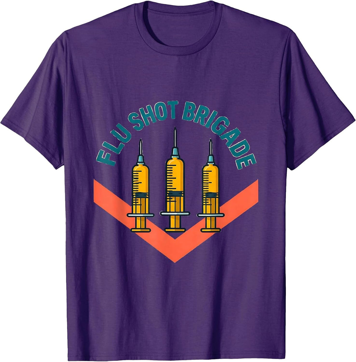 Flu Shot Brigade Funny Nurse Doctor Healthcare Worker Humor T-Shirt - Purple