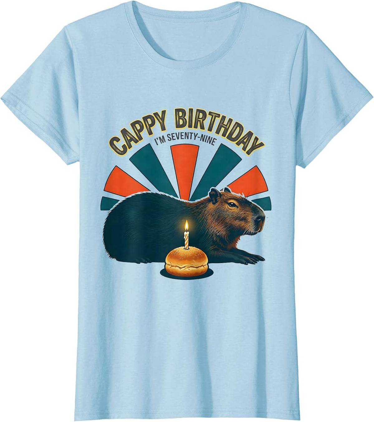 Cappy Birthday I'm Seventy-Nine Kawaii Capybara Birthday T-Shirt - Baby Blue
