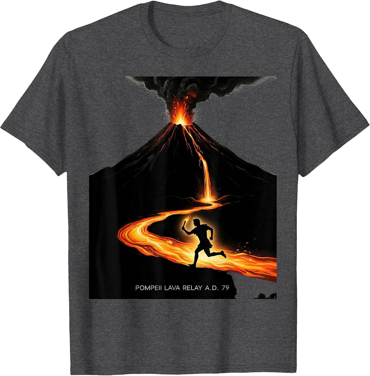 Pompeii Lava Relay A.D. 79 Funny Volcano History Geography T-Shirt - Dark Heather Grey