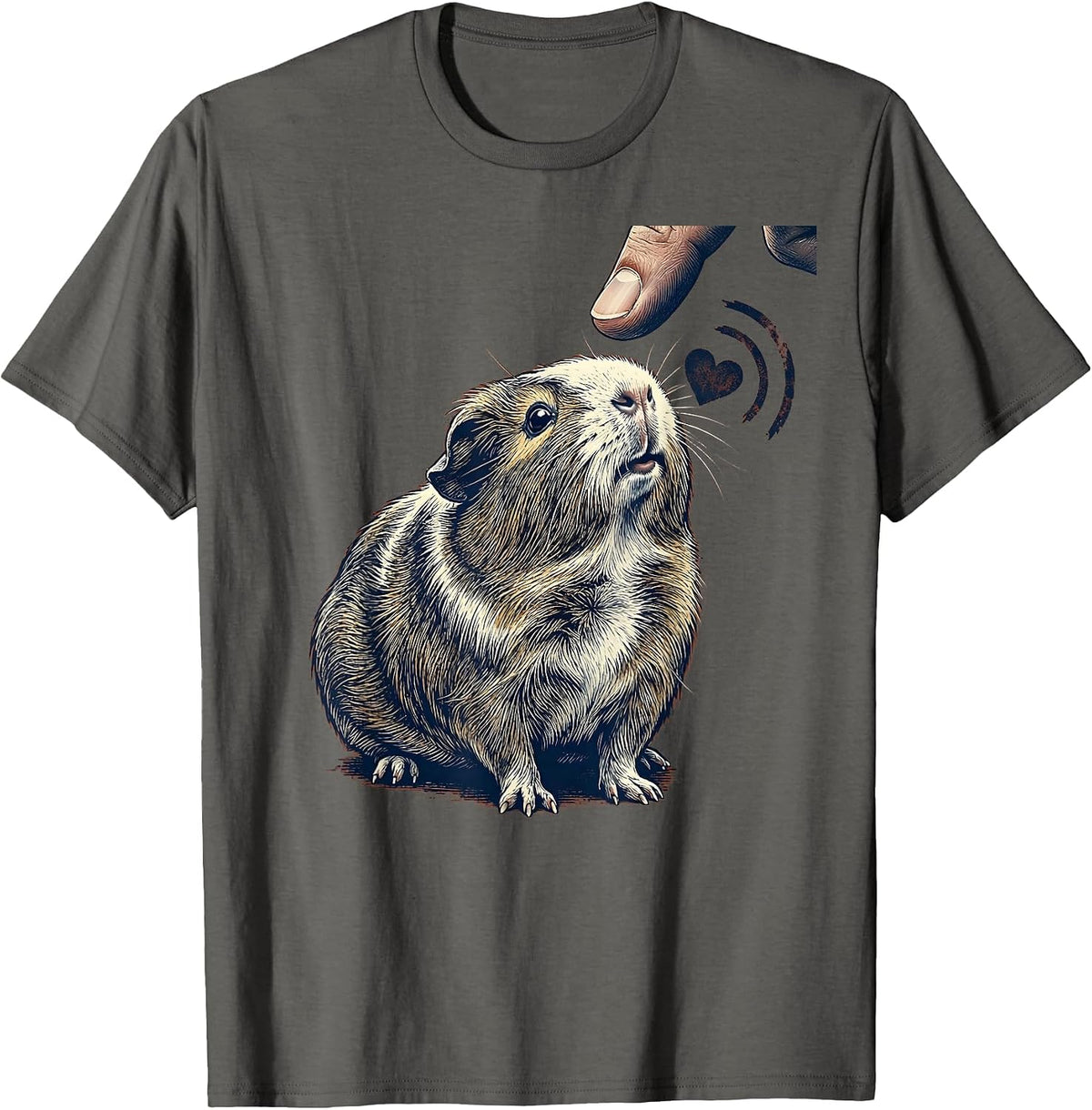 Men's Rubber Stamp Guinea Pig Lover Funny Pet Humor T-Shirt - Asphalt Grey