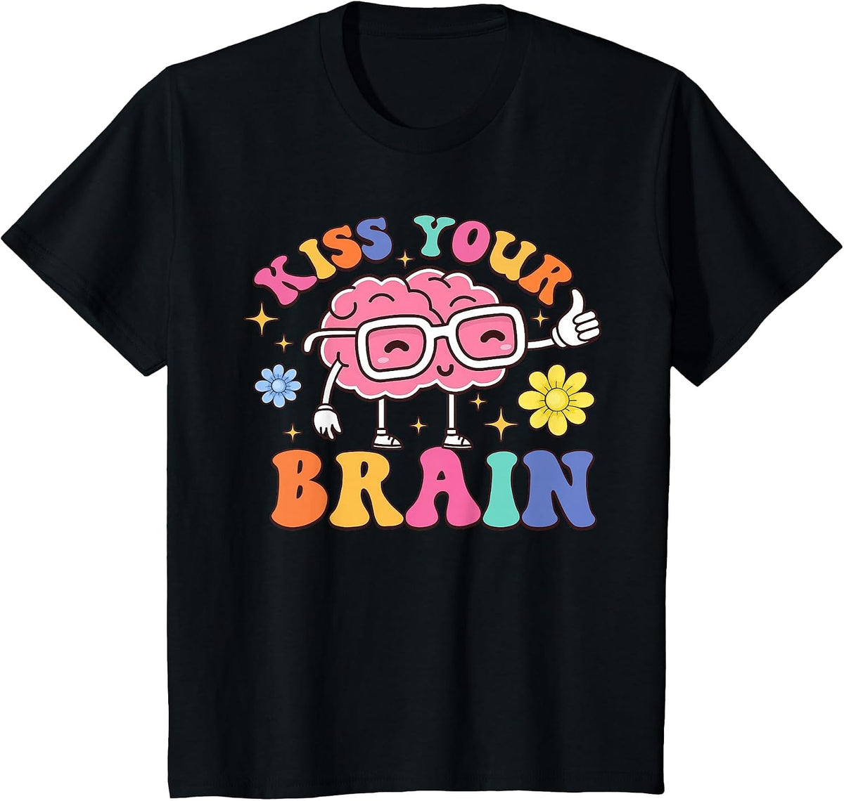 Kiss Your Brain Cute Teacher Appreciation Back to School T-Shirt - Black