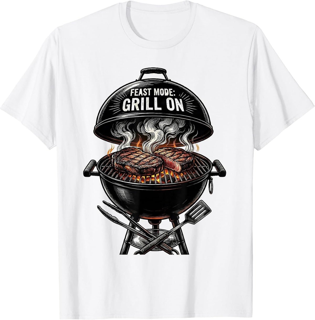 Men's Feast Mode Grill On Labor Day Grilling Design T-Shirt - White