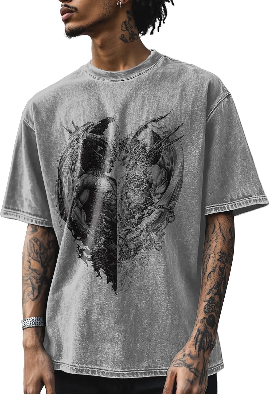 domirica Mens Graphic T-Shirts 90s Rock Summer Big and Tall Workout Breathable Quick Dry Short Sleeve 100% Cotton Tee Shirts