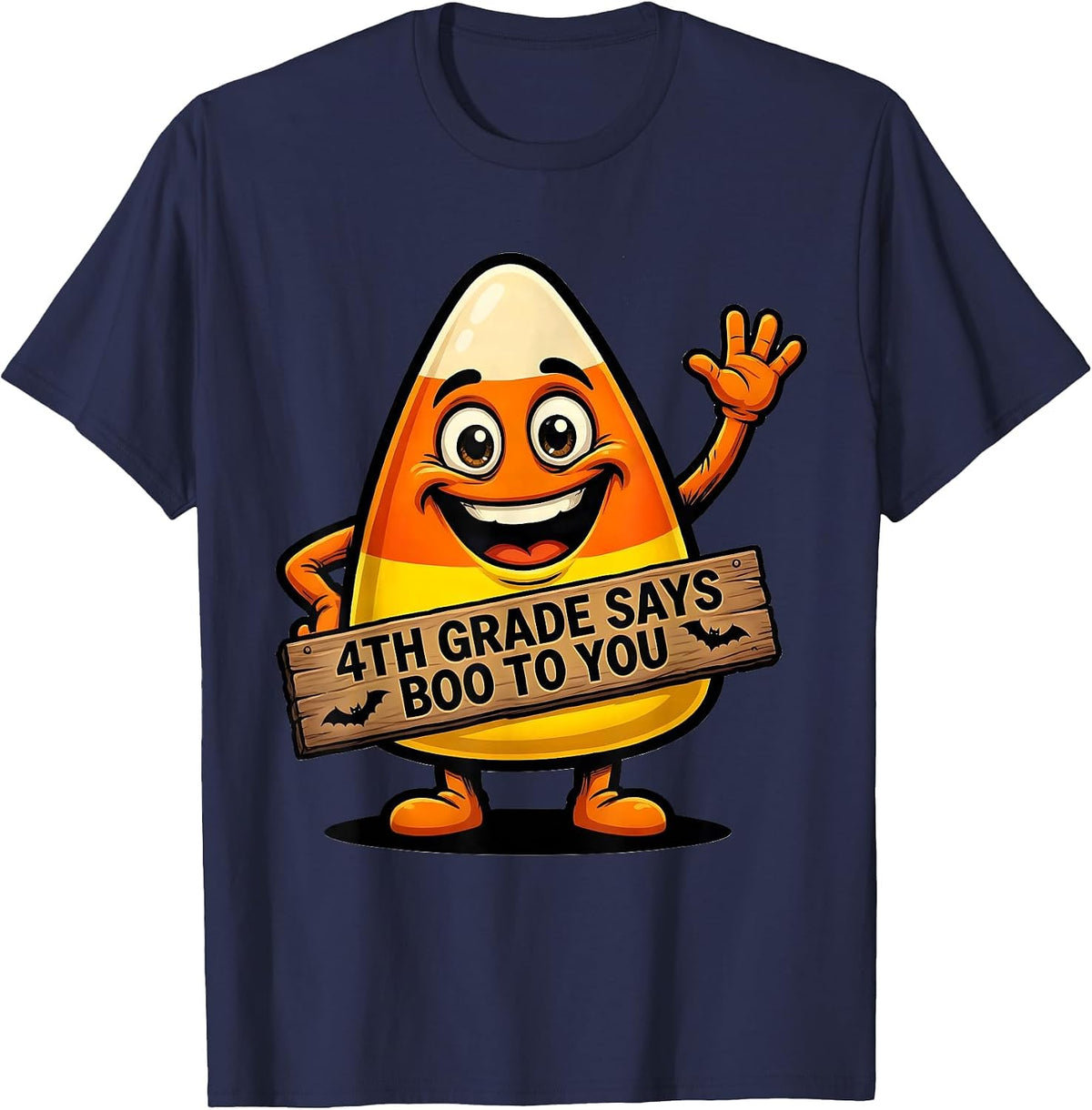 Men's 4th Grade Says Boo To You Funny Teacher Halloween Group T-Shirt - Navy Blue