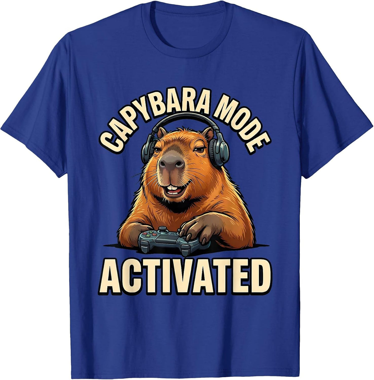 Men's Capybara Mode Activated Funny Gamer Meme Internet Humor T-Shirt - Royal Blue