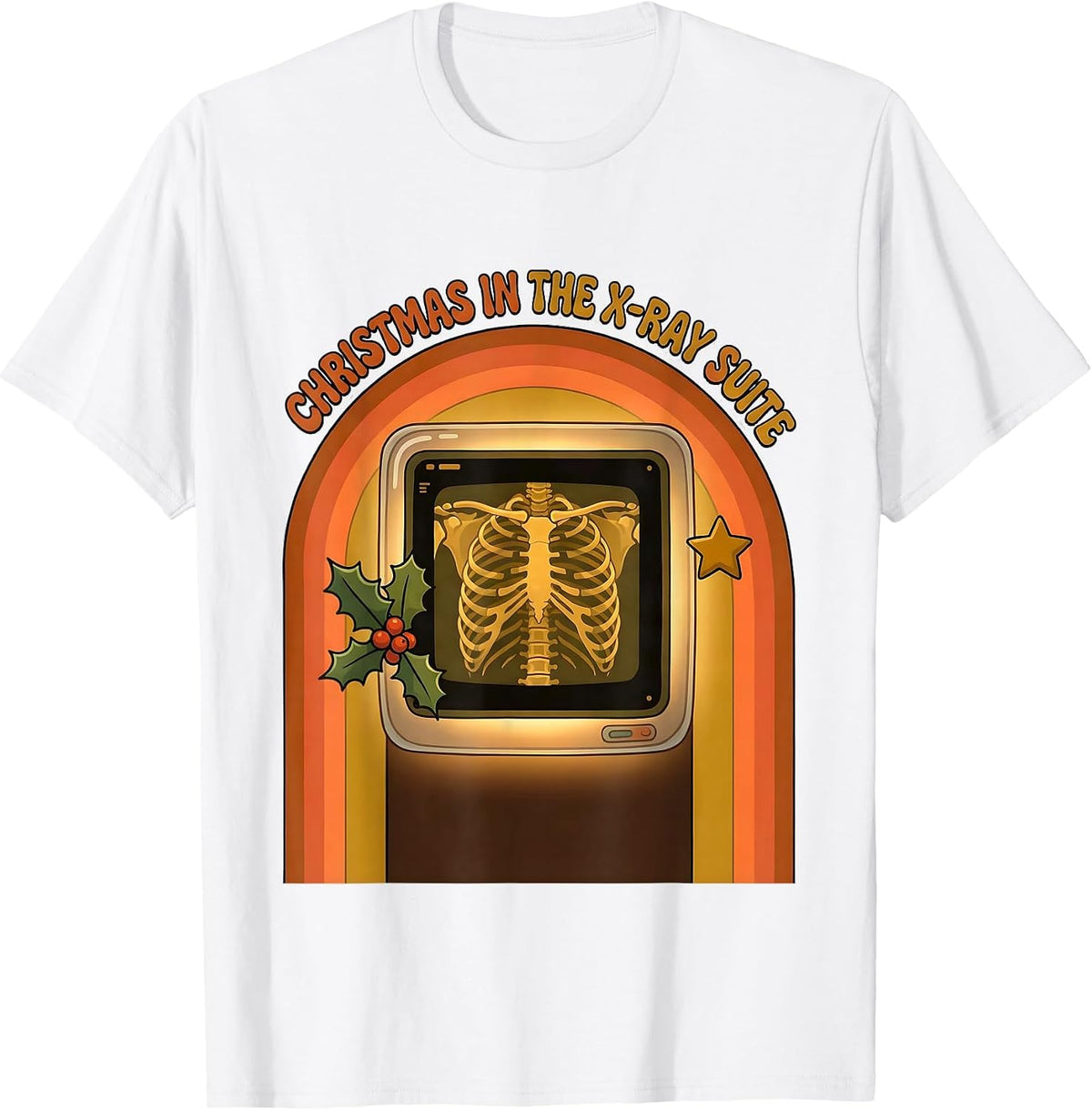 Christmas In The X-Ray Suite Retro Radiology Tech Humor T-Shirt - White
