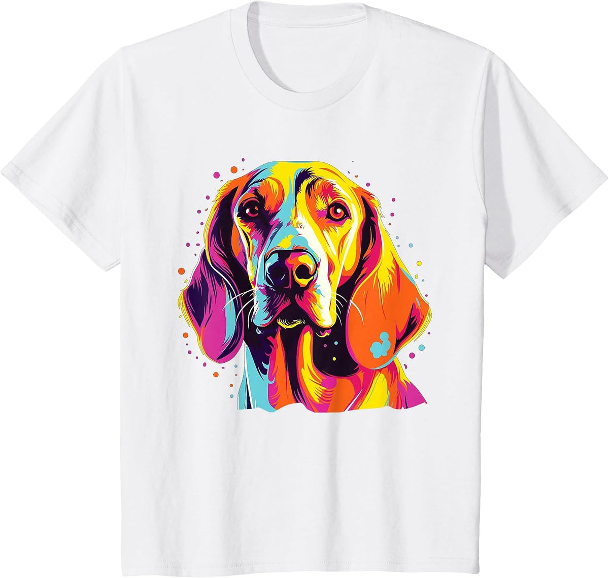Watercolor Colorful English Foxhound Dog T-Shirt - White