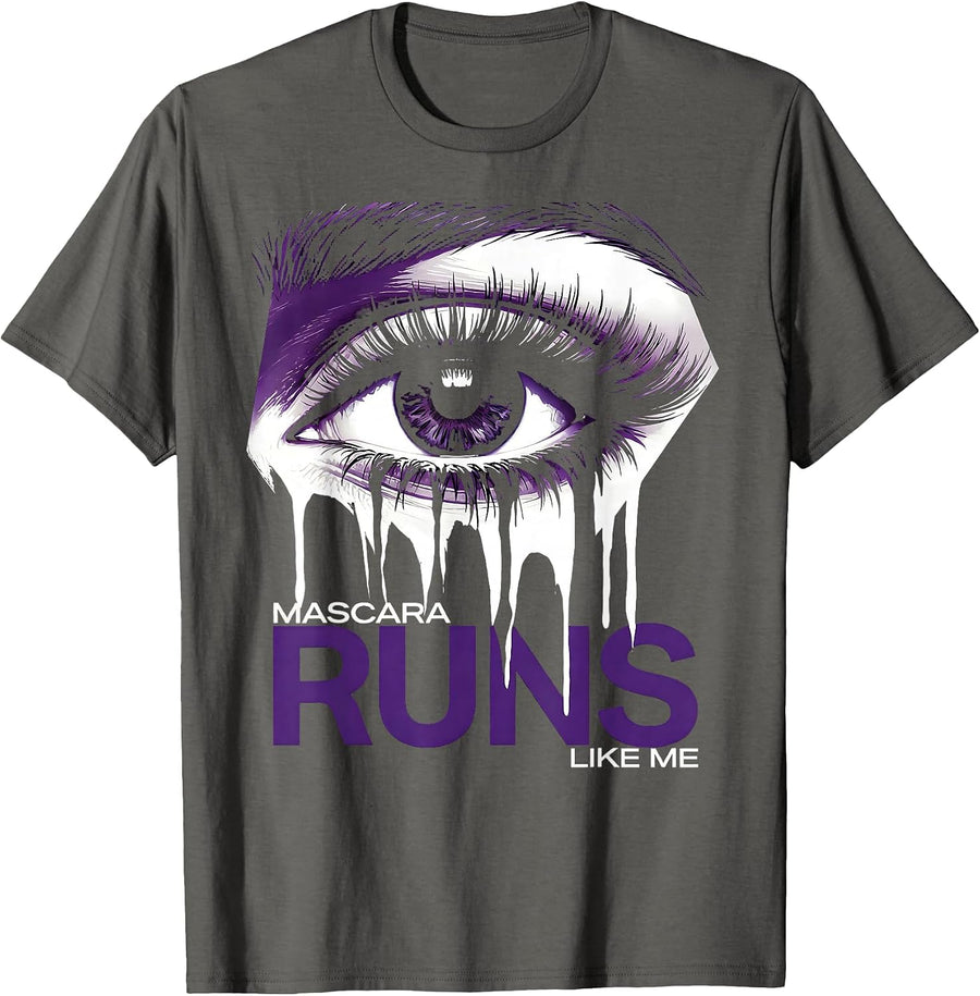 Mascara Runs Like Me Emo Graphic Design T-Shirt - Asphalt Grey