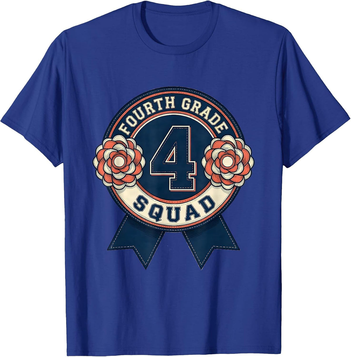 Men's Fourth Grade Squad Cheerful Pennant Back To School Girls T-Shirt - Royal Blue