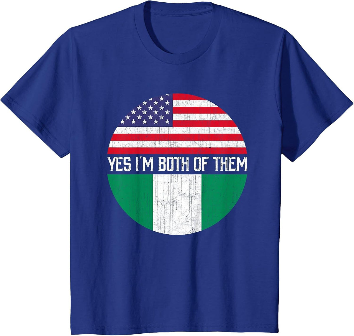 Half American Half Nigerian USA Flag Family Heritage T-Shirt - Royal Blue