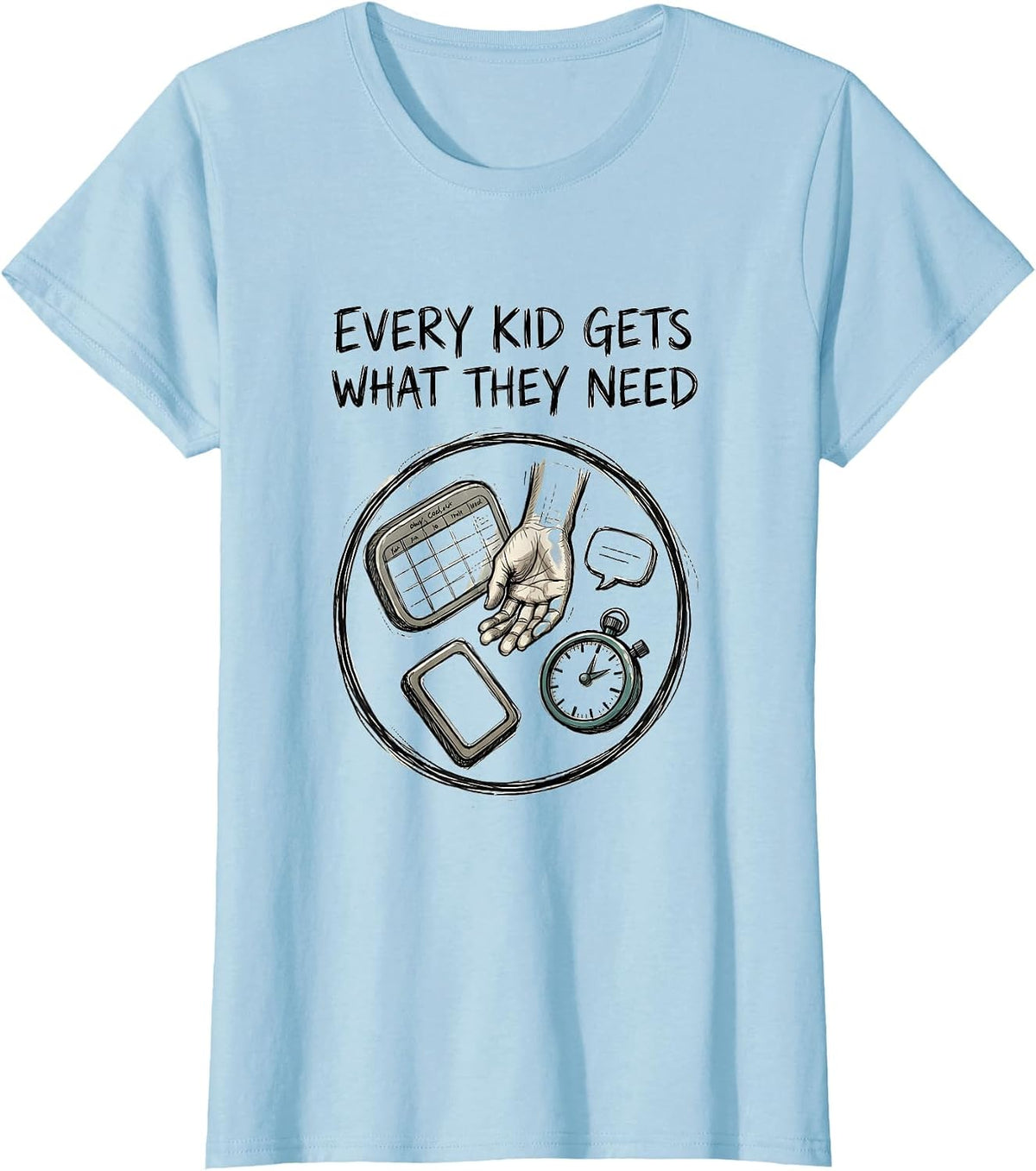 Women's Every Kid Gets What They Need Special Education Teacher SPED T-Shirt - Baby Blue