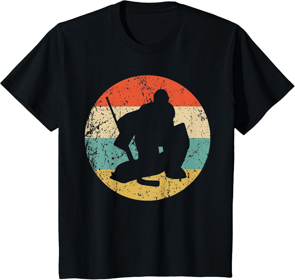 Hockey Vintage Retro Hockey Goalie T-Shirt - Black