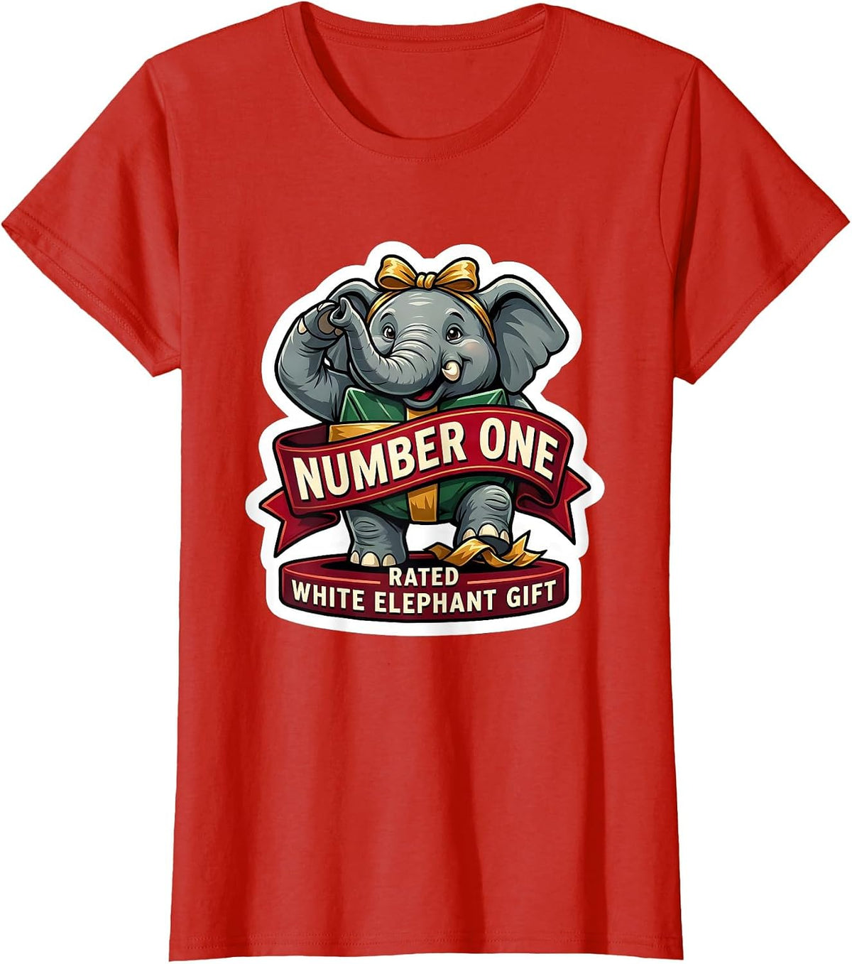 Women's Number One Rated White Elephant Gift Funny Adult Exchange T-Shirt - Red