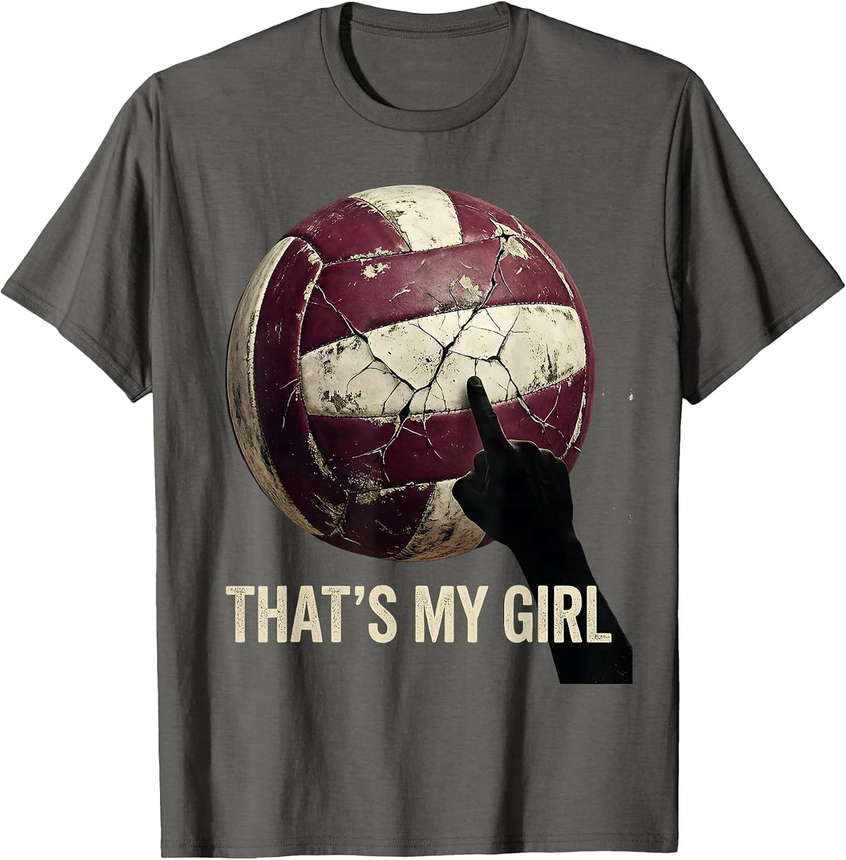 Men's That's My Girl Distressed Volleyball Mom Game Day Team T-Shirt - Asphalt Grey