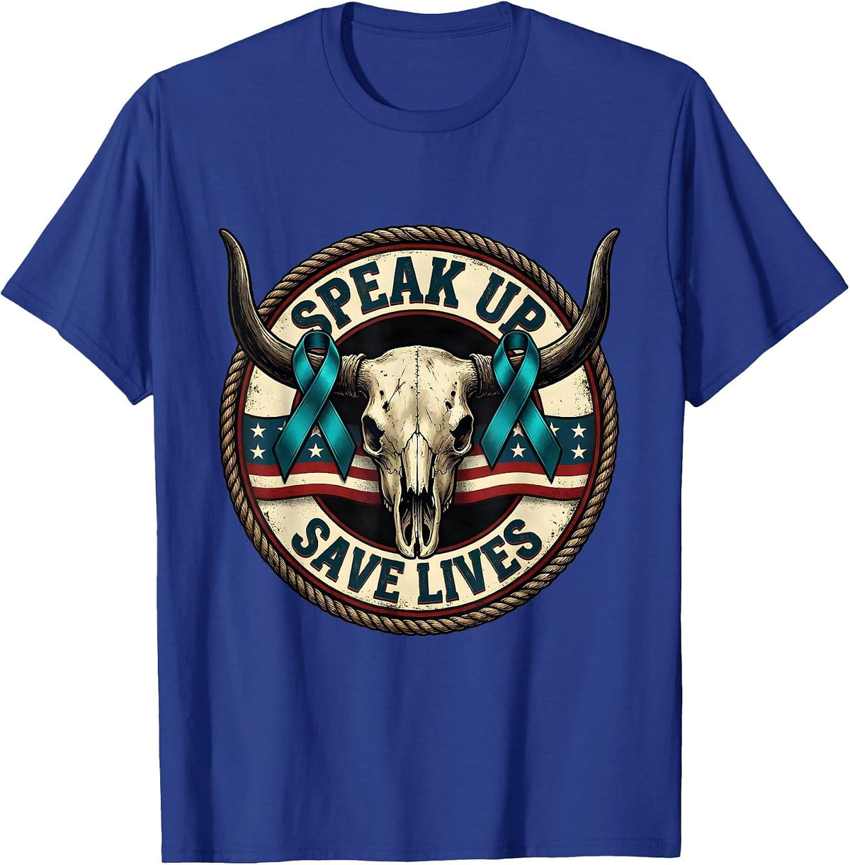 Speak Up Save Lives Suicide Awareness Design T-Shirt - Royal Blue