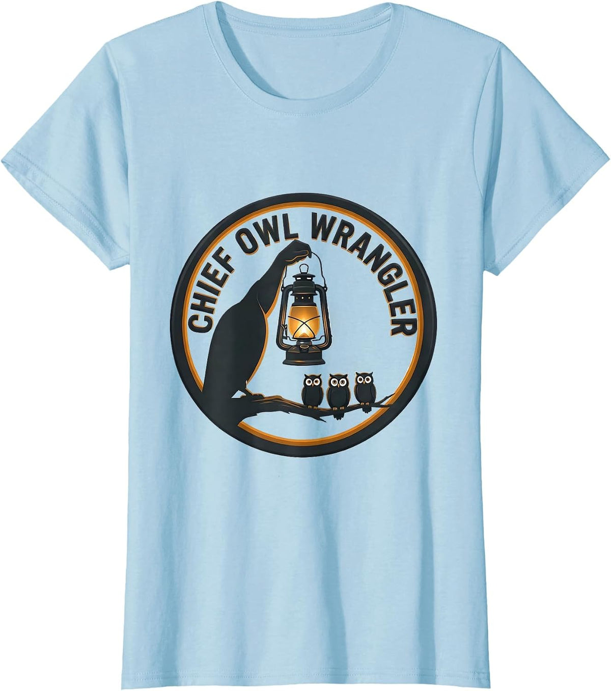 Chief Owl Wrangler Minimalist Teacher Owl Lover Back T-Shirt - Baby Blue