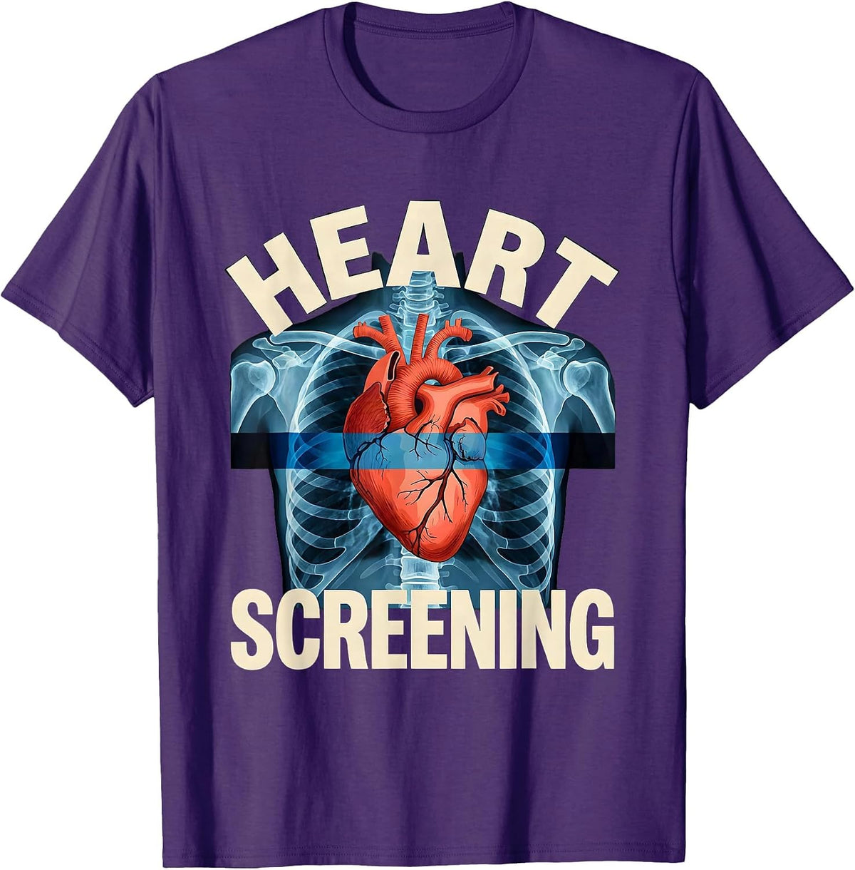 Heart Screening Funny Radiology Tech Valentine Skeleton T-Shirt - Purple