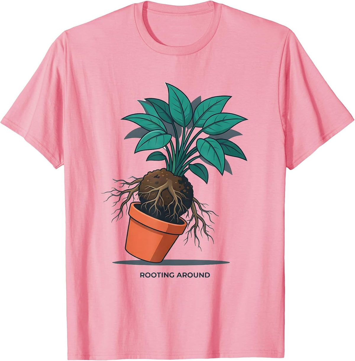 Men's Rooting Around Funny Gardening Plant Lover Gift T-Shirt - Pink