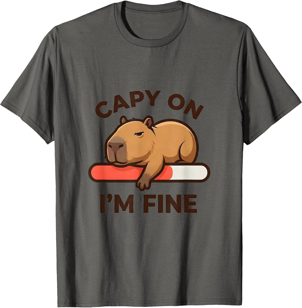 Men's capy on, i'm fine Funny Capybara Gamer Kawaii Humor T-Shirt - Asphalt Grey