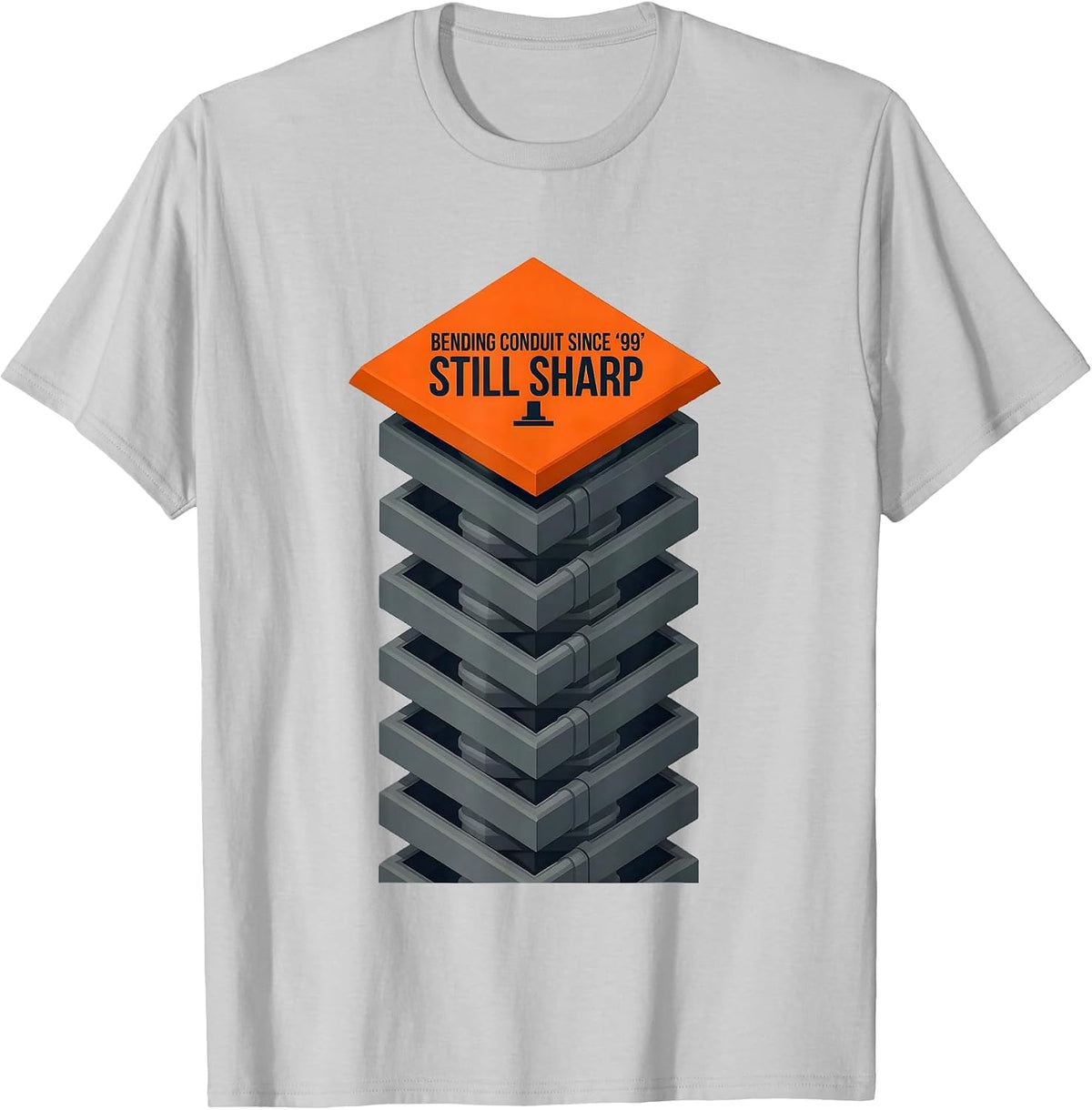 Men's Bending Conduit Since '99, Still Sharp Funny Electrician T-Shirt - Silver Grey