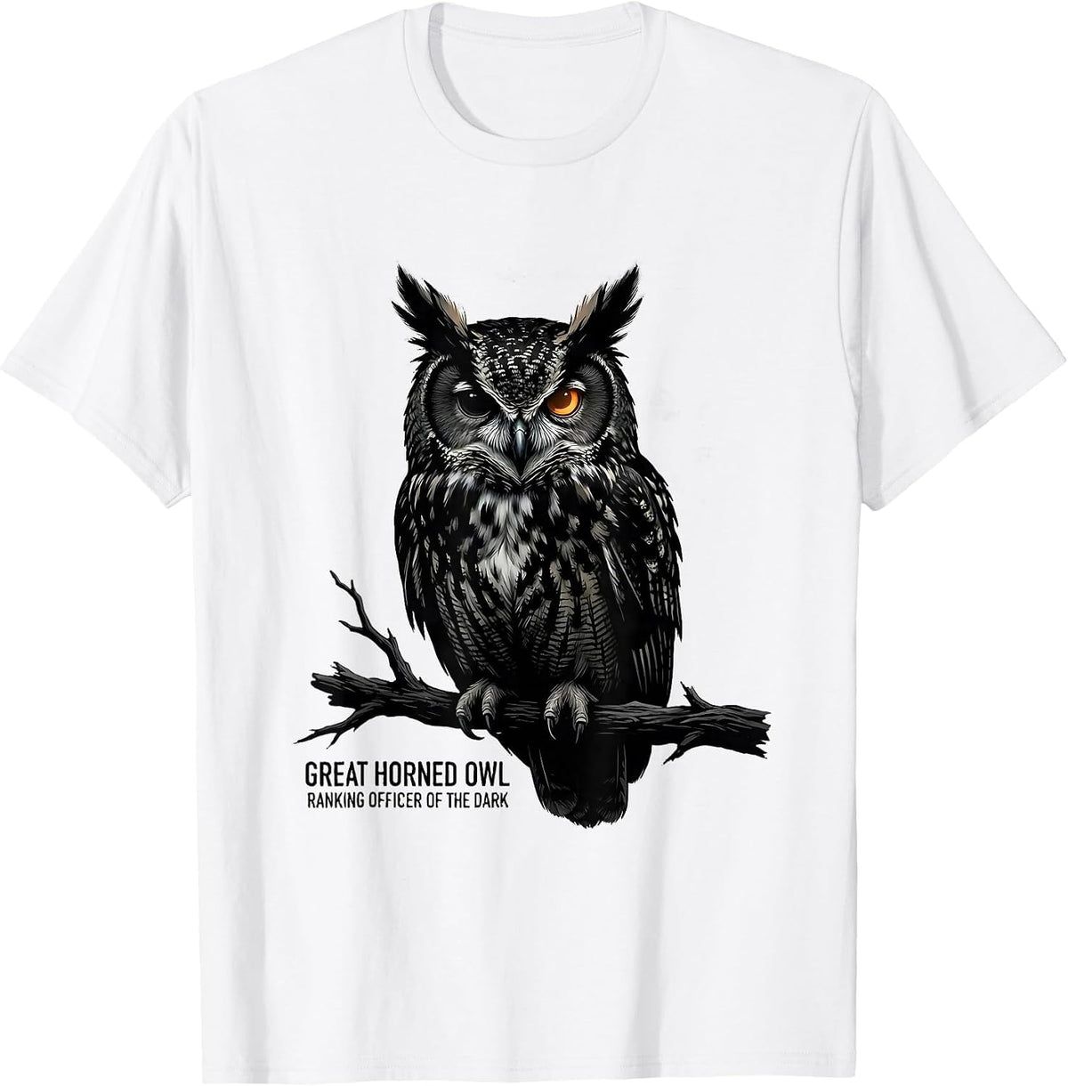 Men's Great Horned Owl Ranking Officer Of The Dark Vintage T-Shirt - White