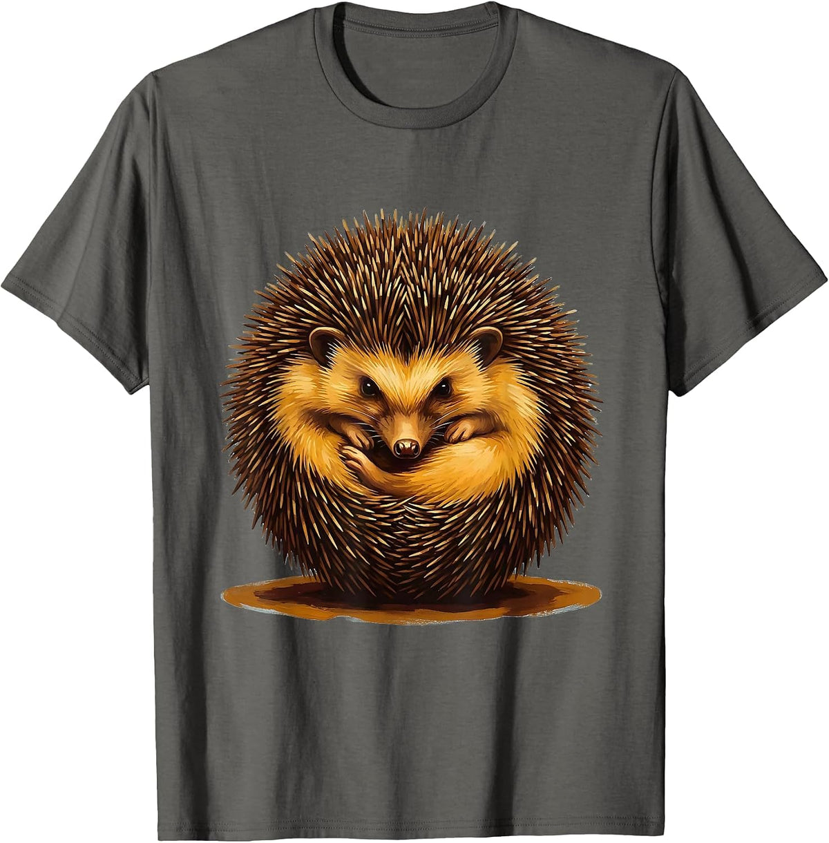 Men's Curled Hedgehog Ball Cute Animal Humor Gift T-Shirt - Asphalt Grey