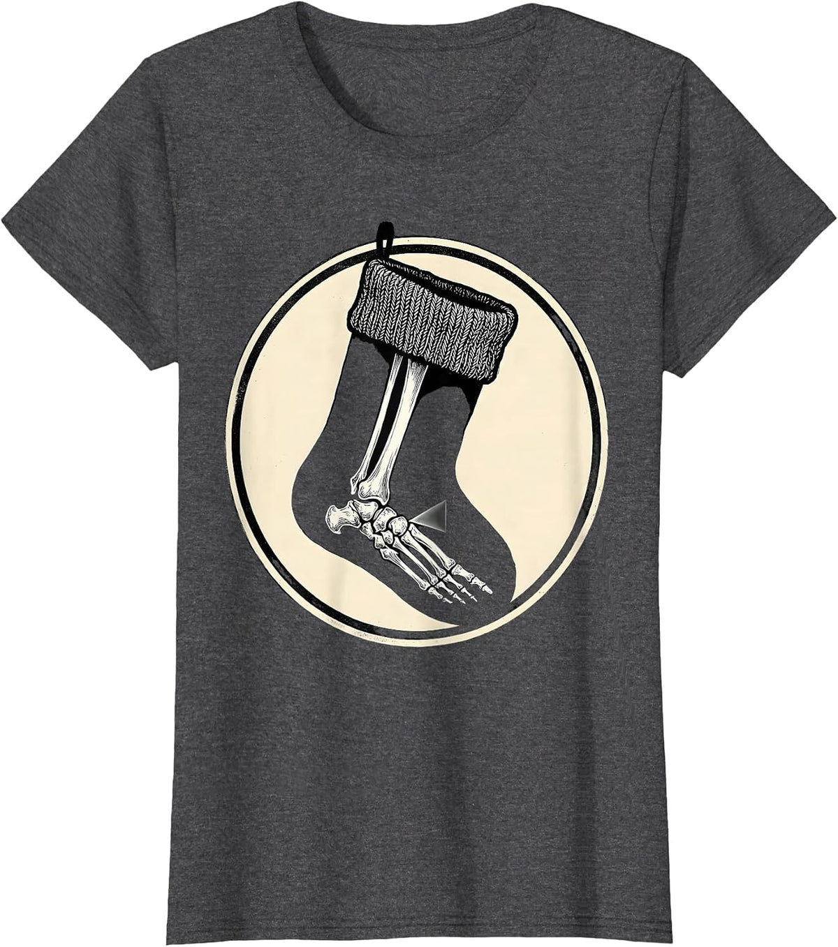 Women's Christmas Stocking Radiology Tech Scratchboard Xray Tech T-Shirt - Dark Heather Grey