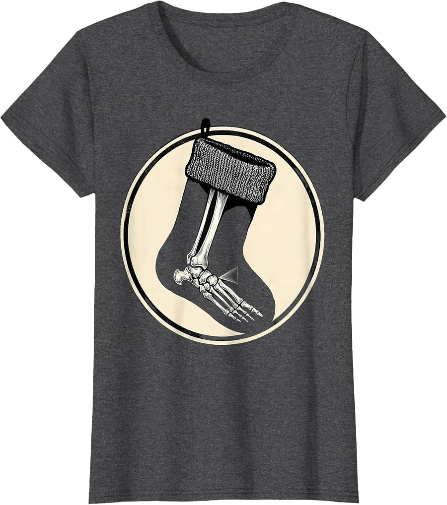 Women's Christmas Stocking Radiology Tech Scratchboard Xray Tech T-Shirt - Dark Heather Grey