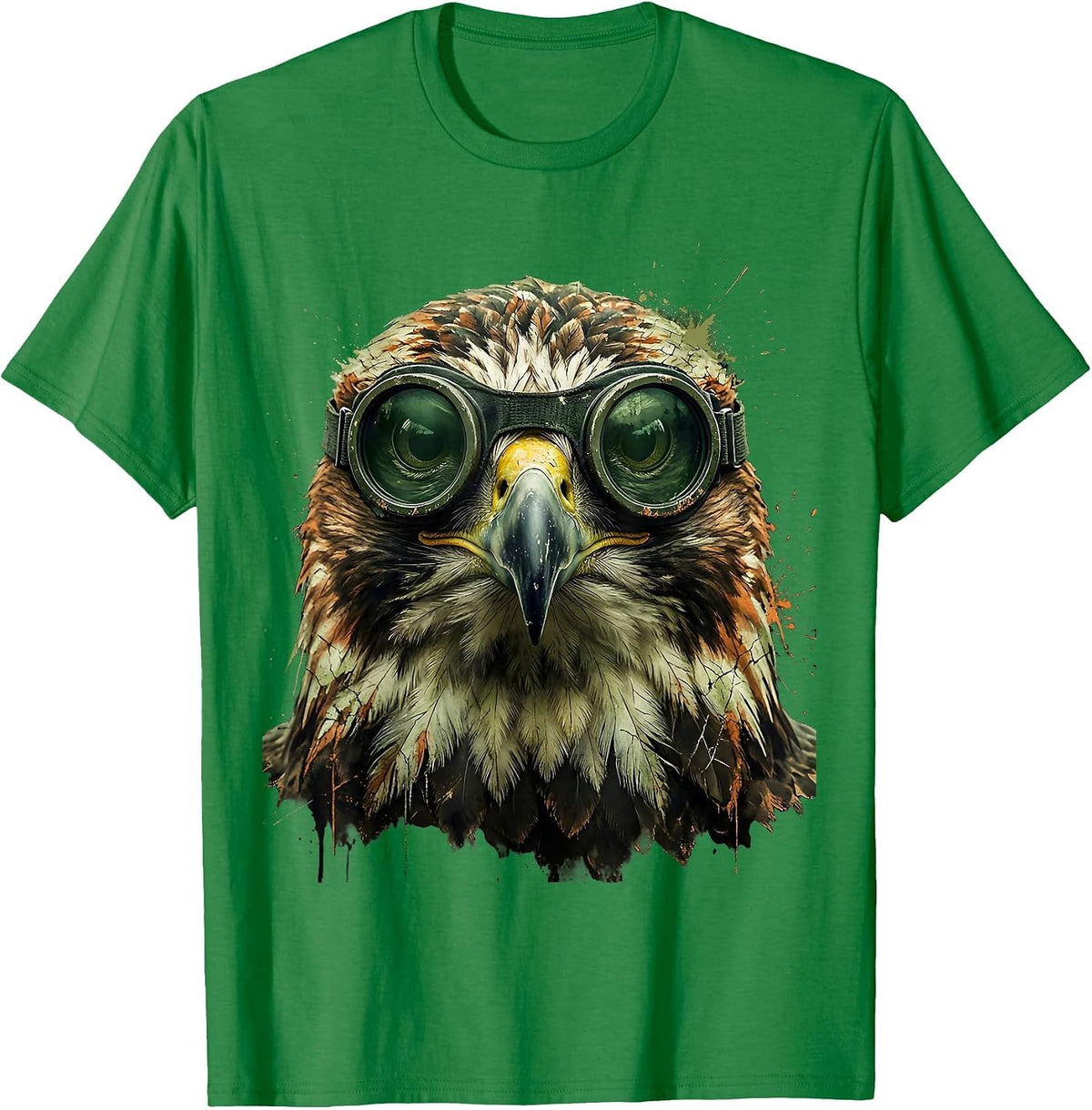 Men's Eagle Head Night Vision Goggles Military Art T-Shirt - Kelly Green