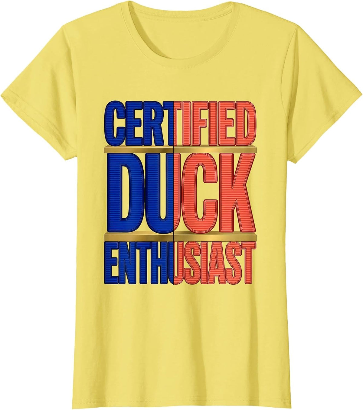 Women's Certified Duck Enthusiast Funny Duck Lover Design T-Shirt - Lemon Yellow