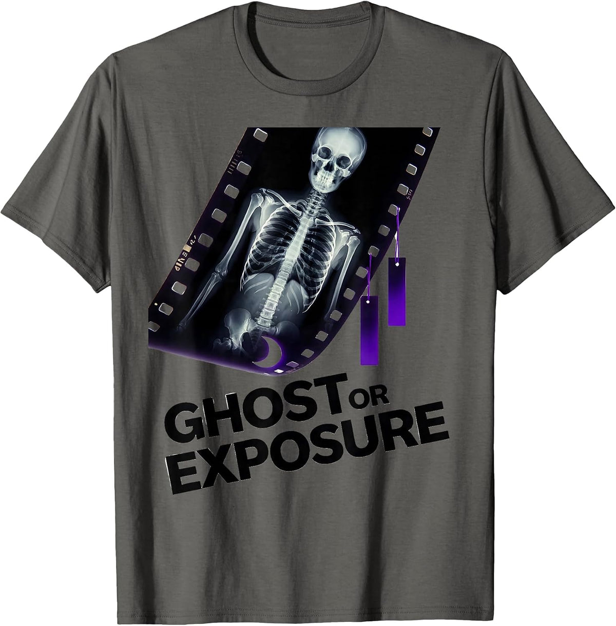 Men's Ghost Or Exposure New Wave Radiology Tech Halloween Humor T-Shirt - Asphalt Grey