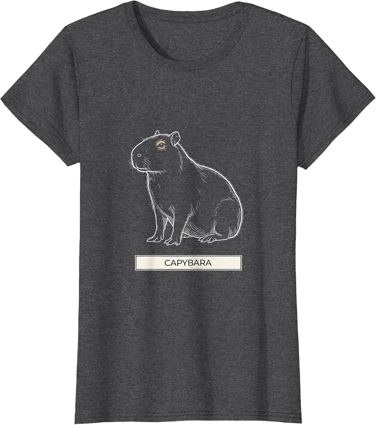 Women's Capybara Minimalist Badge Line Art Animal T-Shirt - Dark Heather Grey