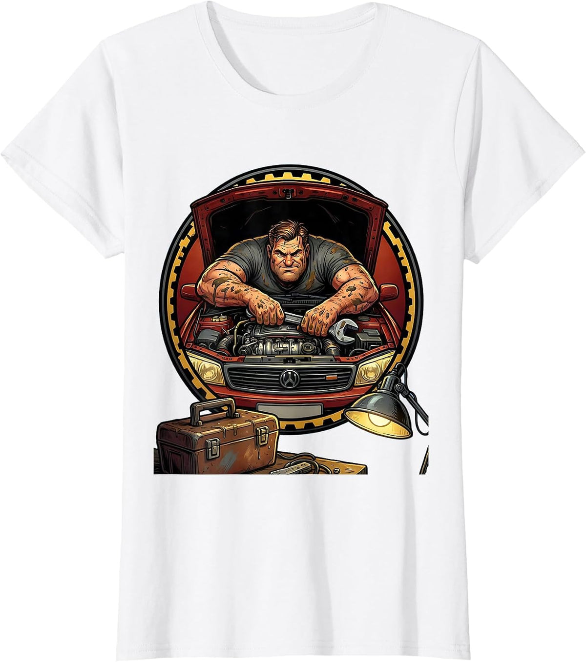 Women's Classic Car Engine Repair Garage Mechanic Dad Tee T-Shirt - White