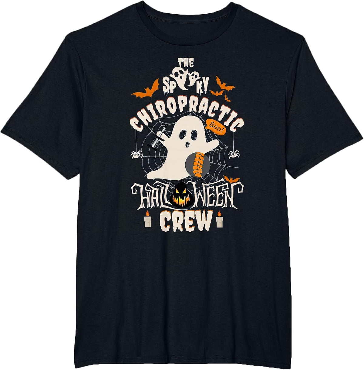 Spooky Chiropractic Halloween Crew Assistant Chiropractor T-Shirt - Black