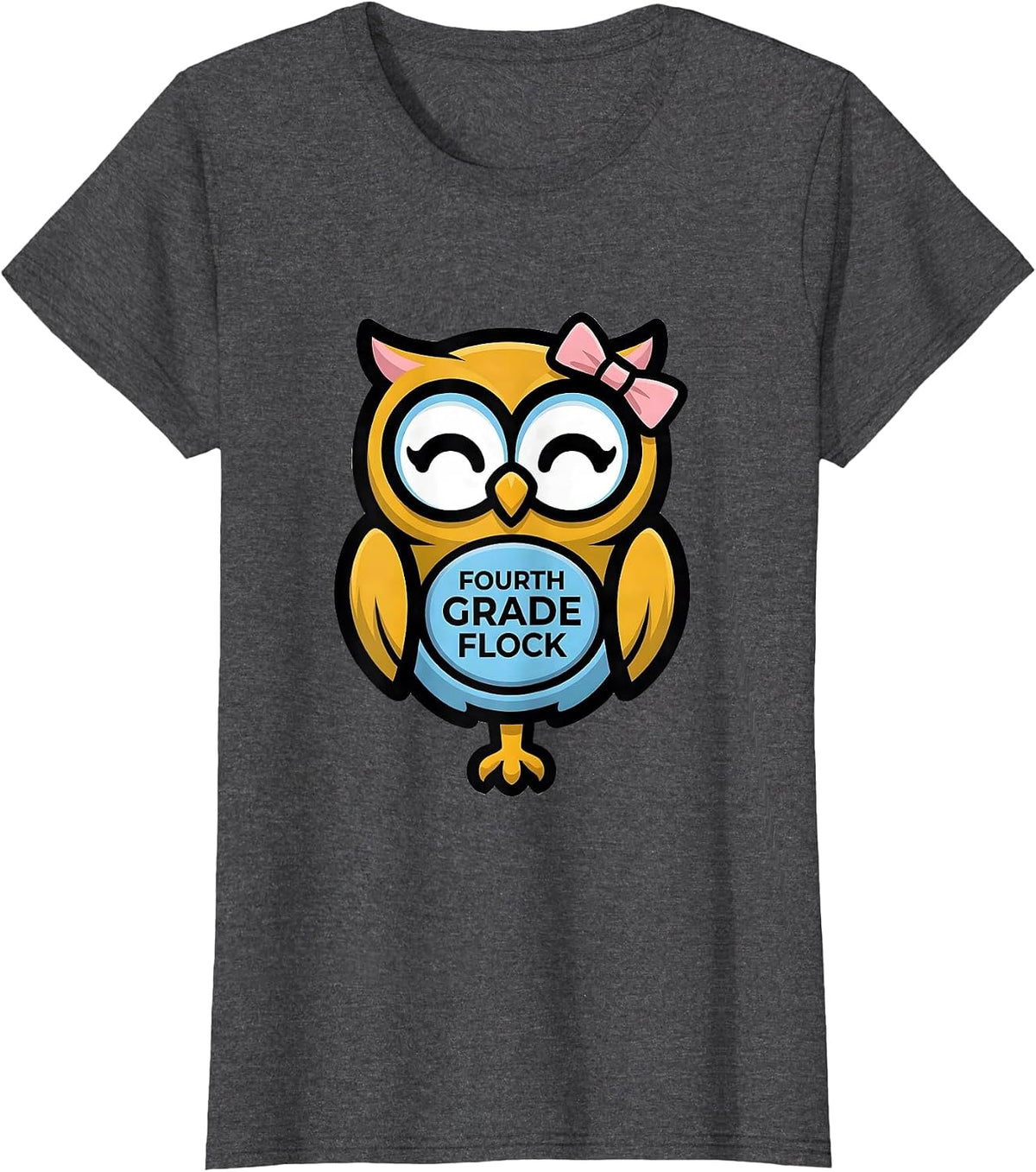 Women's Fourth Grade Flock Cute Coquette Bow Back To School Girl T-Shirt - Dark Heather Grey