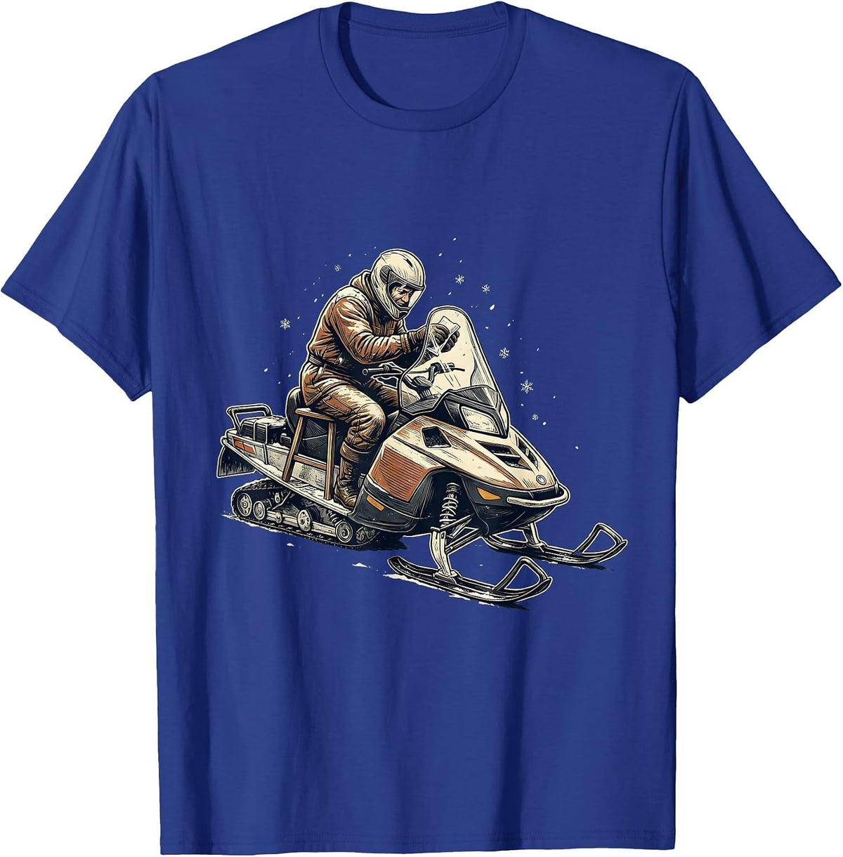 Helmeted Snowmobile Rider Vintage Winter Humor T-Shirt - Royal Blue