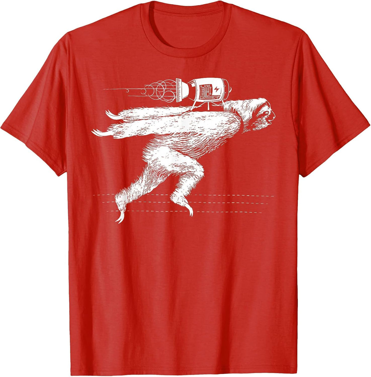 Rocket Sloth Lazy Space Traveller Speed Sloth Lover T-Shirt - Red