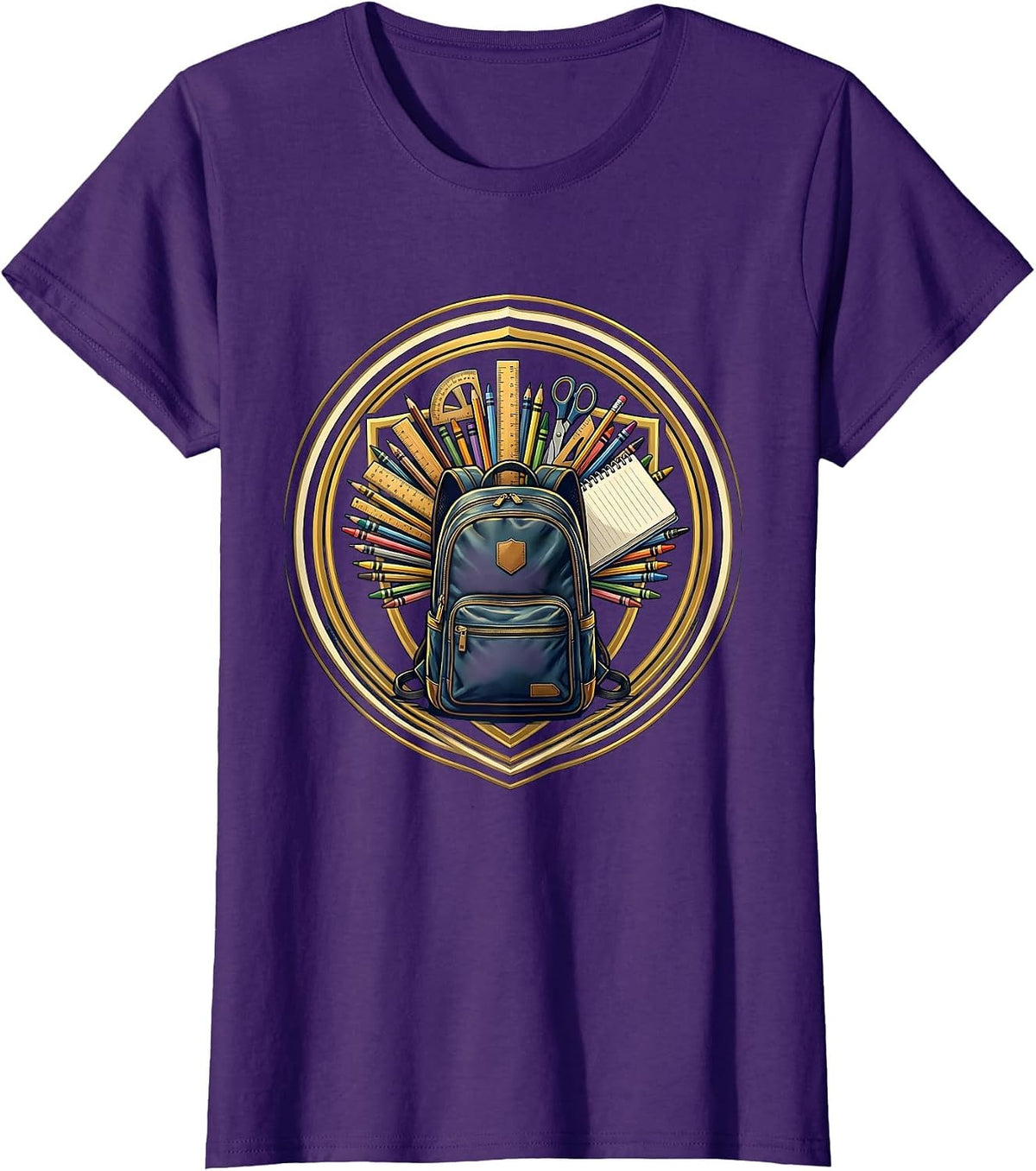 Women's 5th Grade Teacher Backpack School Supplies Graphic T-Shirt - Purple