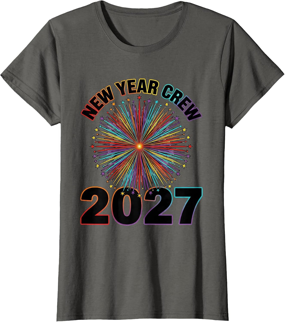 Women's New Year Crew 2027 Colorful Family Party Keepsake T-Shirt - Asphalt Grey