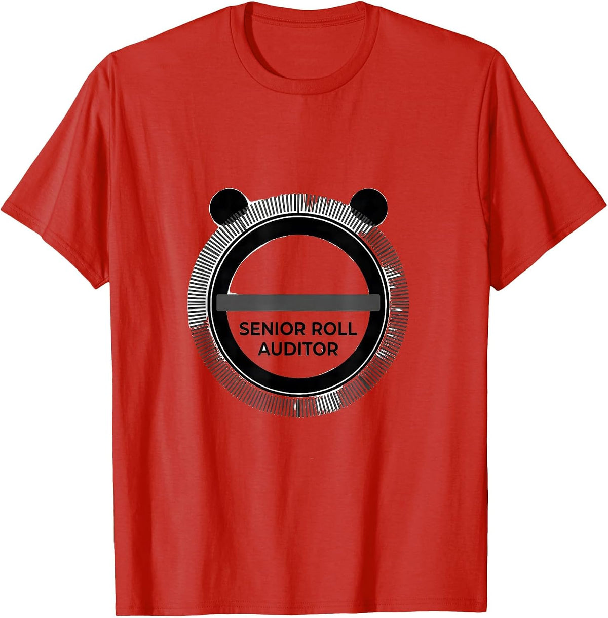 Men's Senior Roll Auditor Minimalist Panda Humor Novelty T-Shirt - Red