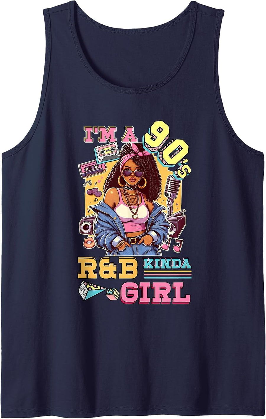 I'm A 90s Kinda Girl RNB Hip Hop Soul Music Tank Top - Navy Blue