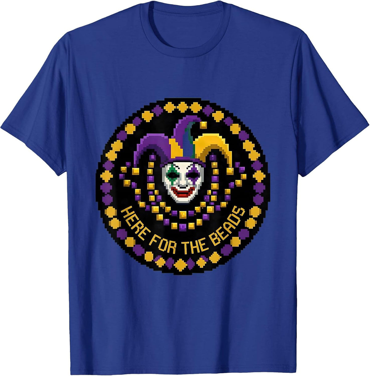Men's Here for the Beads Mardi Gras Celebration Design T-Shirt - Royal Blue