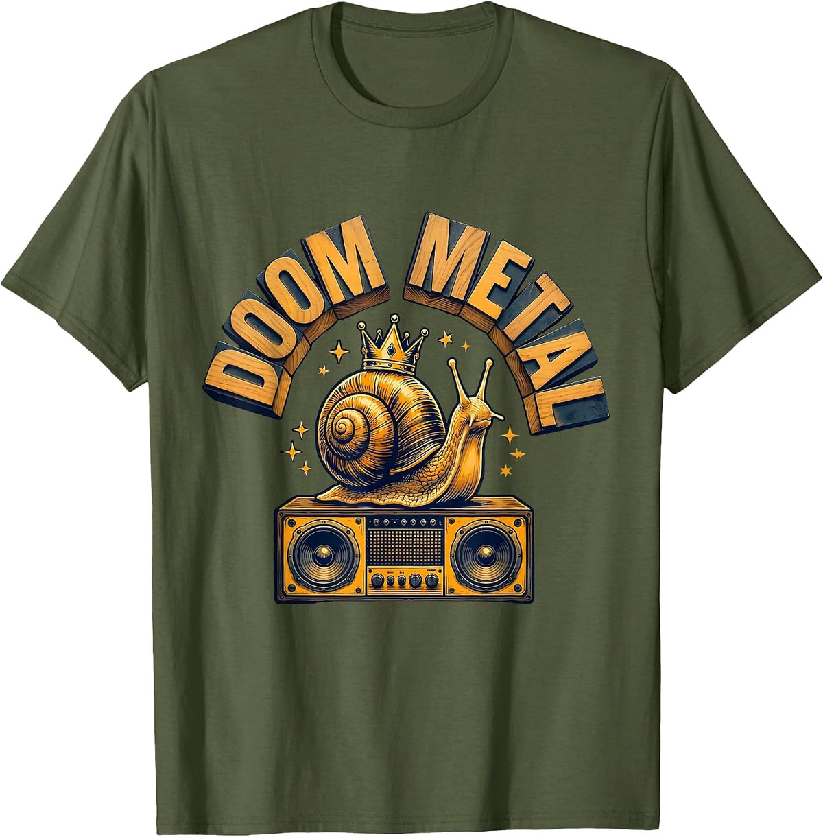 DOOM METAL Funny Heavy Metal Ironic Unicorn Humor T-Shirt - Olive Green