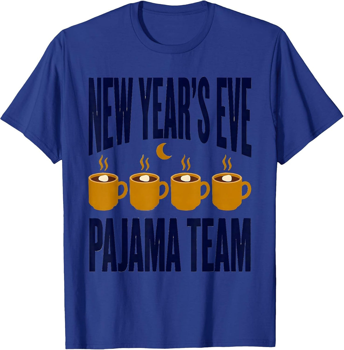 Men's New Year's Eve Pajama Team Funny Matching Family Party Wear T-Shirt - Royal Blue