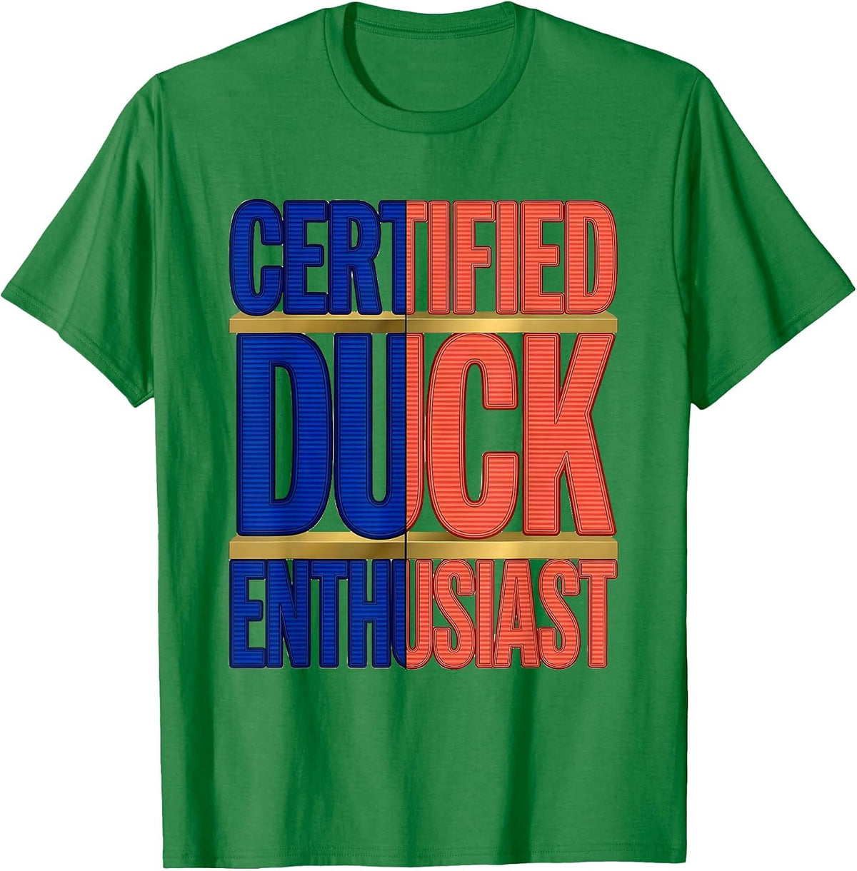 Men's Certified Duck Enthusiast Funny Duck Lover Design T-Shirt - Kelly Green