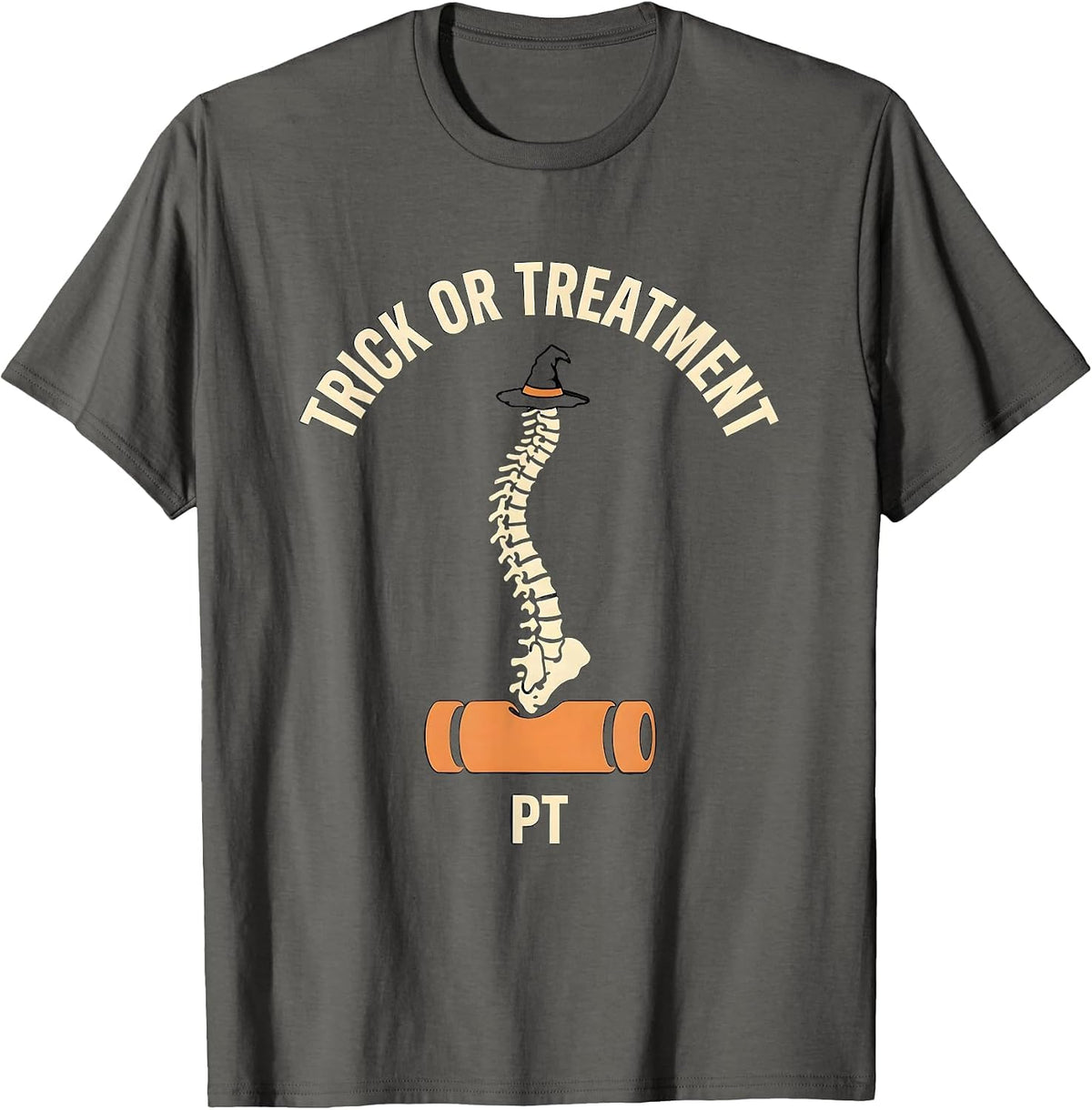 Men's Trick Or Treatment PT Physical Therapy Halloween Therapist T-Shirt - Asphalt Grey